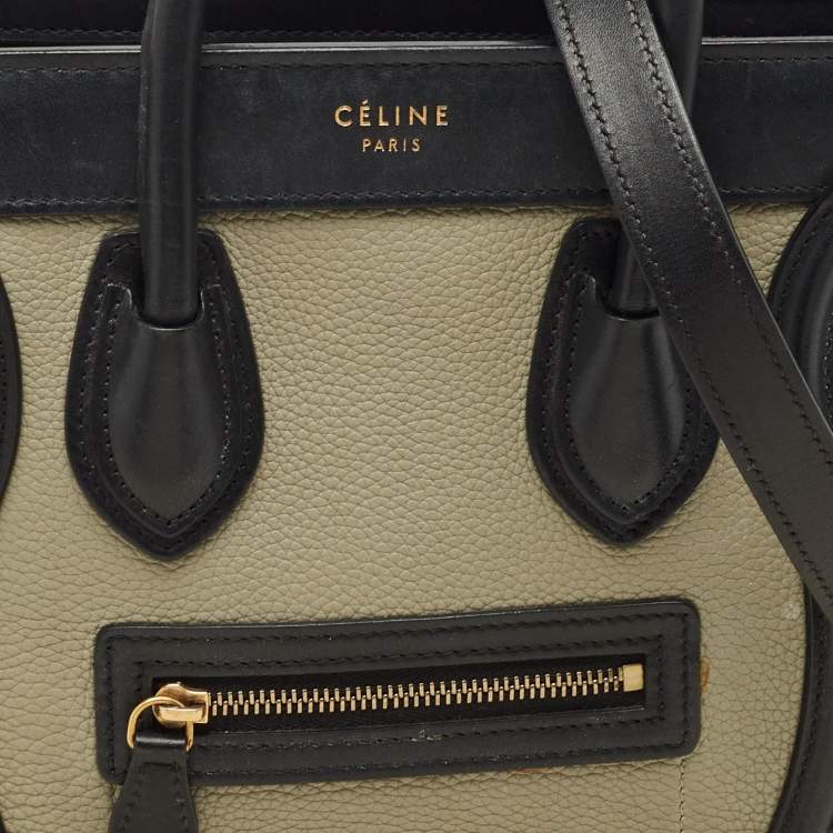 Pre Owned Celine Tricolor Leather and Suede Nano Luggage Tote