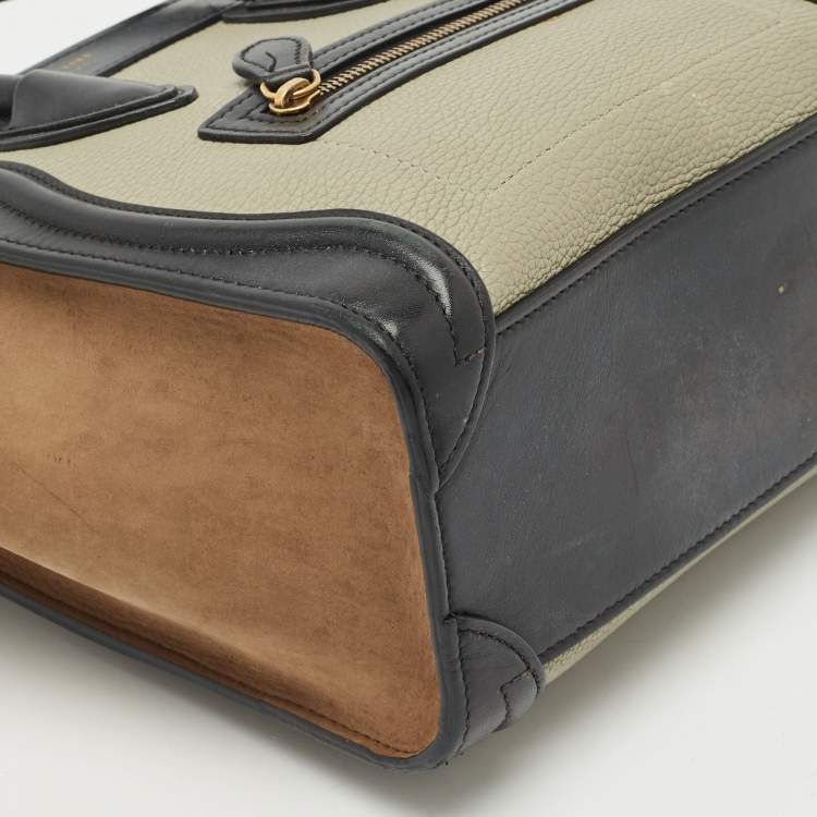 Pre Owned Celine Tricolor Leather and Suede Nano Luggage Tote