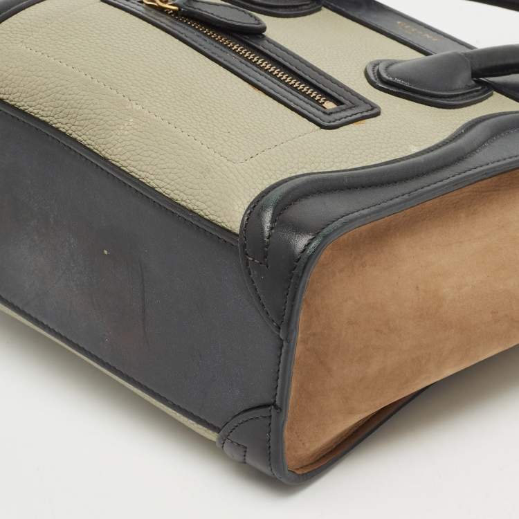 Pre Owned Celine Tricolor Leather and Suede Nano Luggage Tote