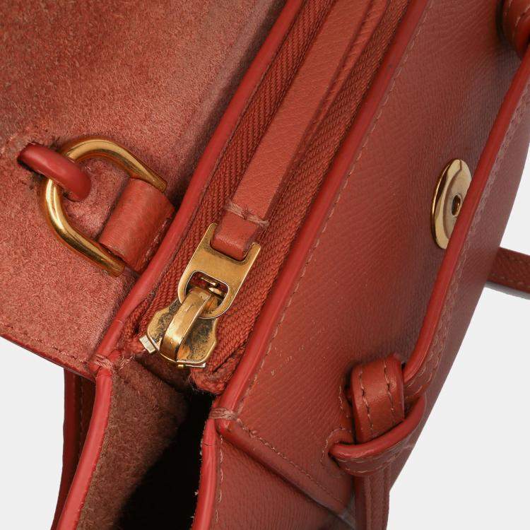 Pre Owned Celine Orange Pico Grained Calfskin Belt Bag