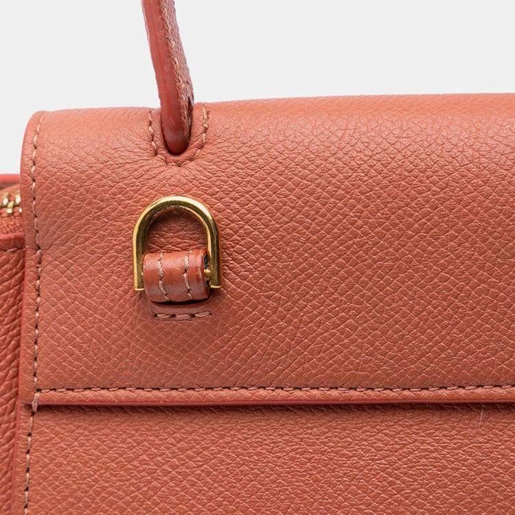 Pre Owned Celine Orange Pico Grained Calfskin Belt Bag