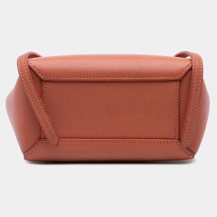 Pre Owned Celine Orange Pico Grained Calfskin Belt Bag