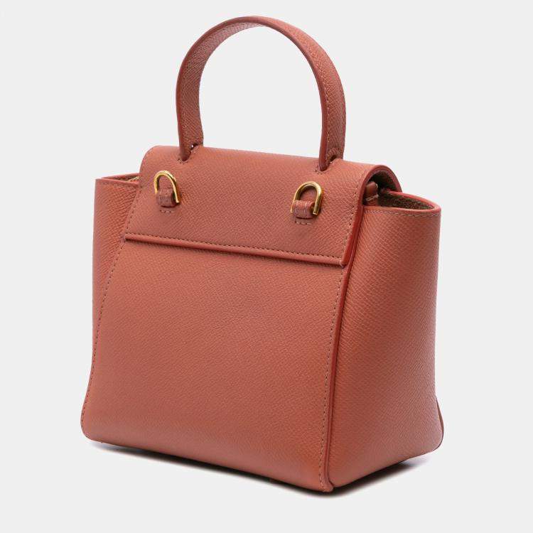 Pre Owned Celine Orange Pico Grained Calfskin Belt Bag