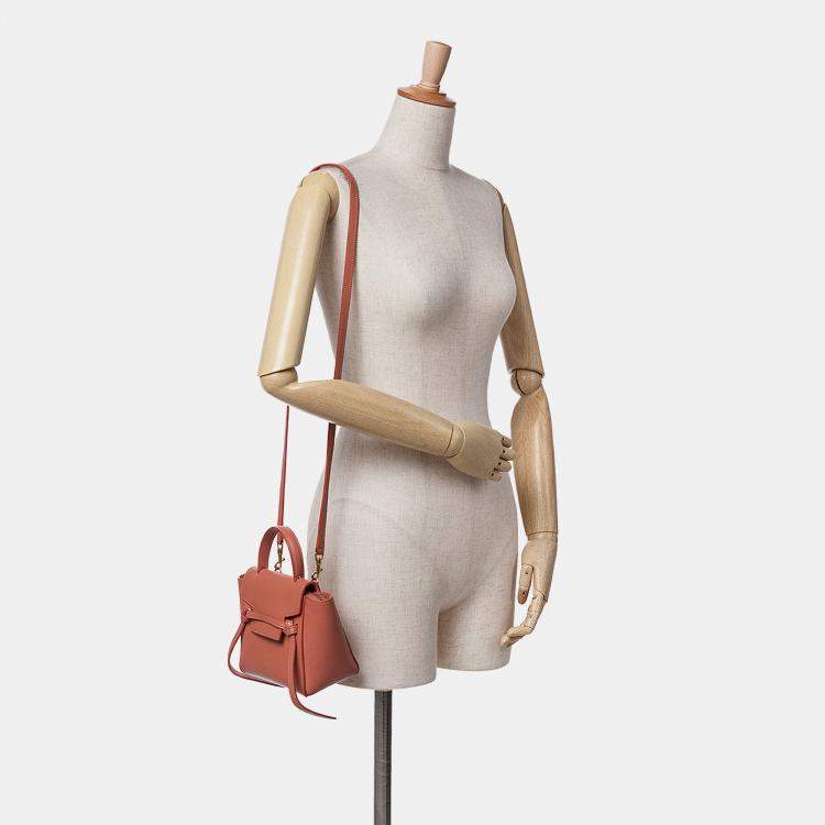 Pre Owned Celine Orange Pico Grained Calfskin Belt Bag