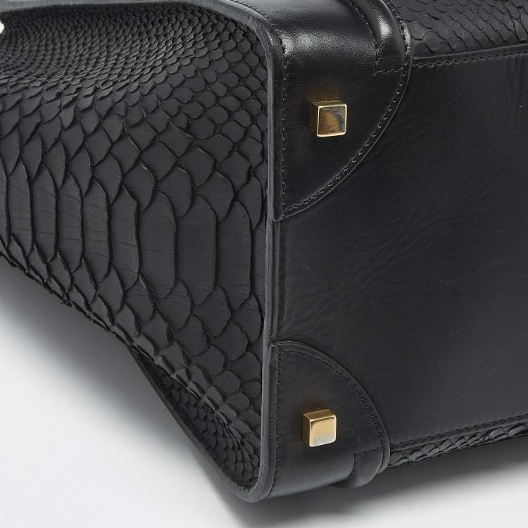 Pre Owned Celine Black Python Mini Luggage Tote