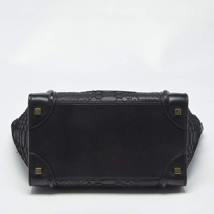 Pre Owned Celine Black Python Mini Luggage Tote