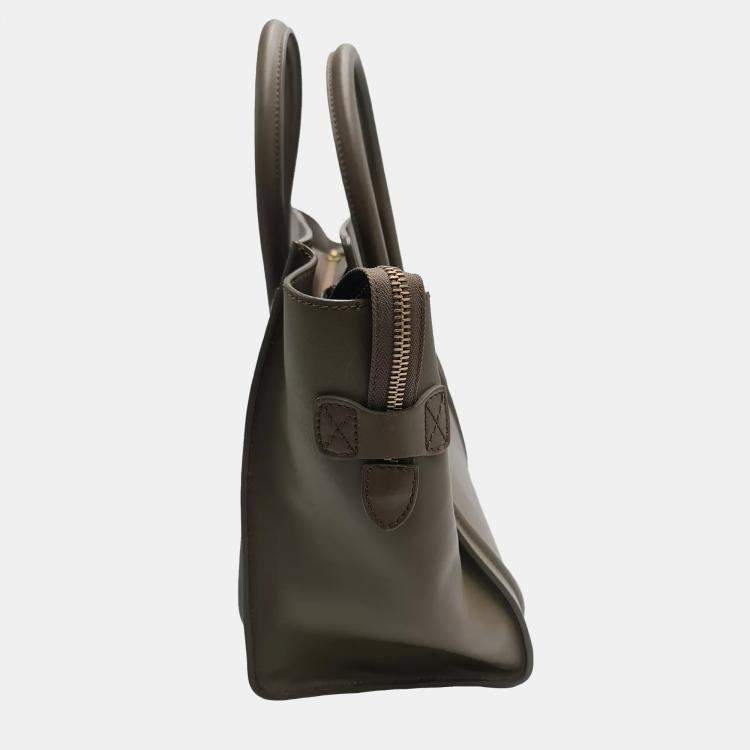 Pre Owned Celine Phantom Luggage Medium Green Leather Tote Bag
