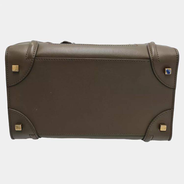 Pre Owned Celine Phantom Luggage Medium Green Leather Tote Bag