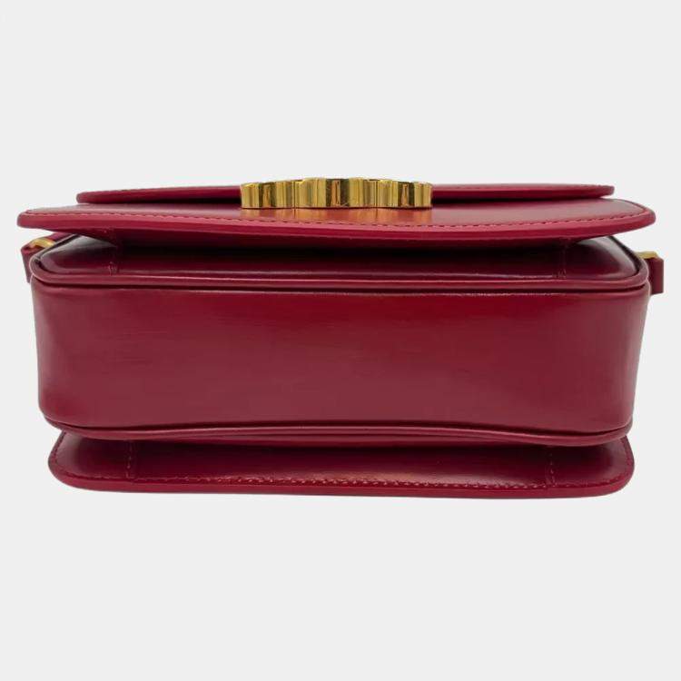 Pre Owned Celine Triomphe Red Calfskin Shoulder Bag