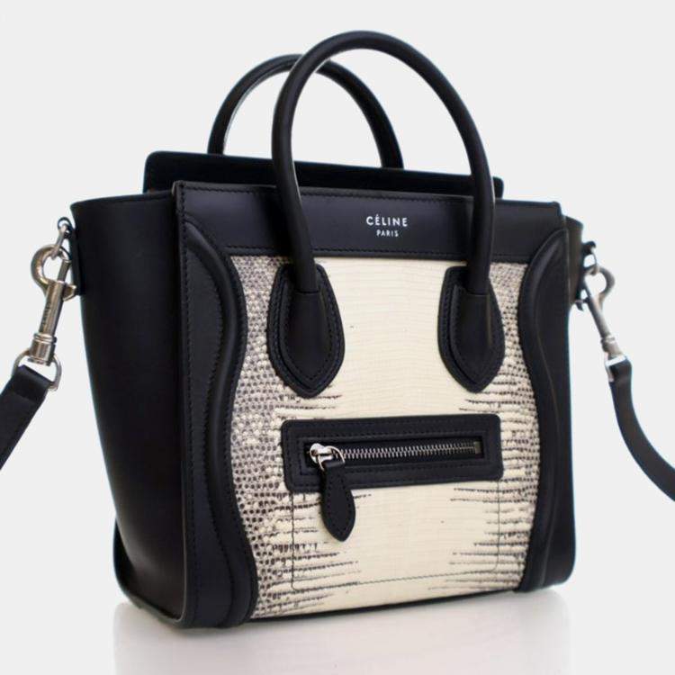 Pre Owned Celine Luggage Nano Lizard Leather Tote Bag