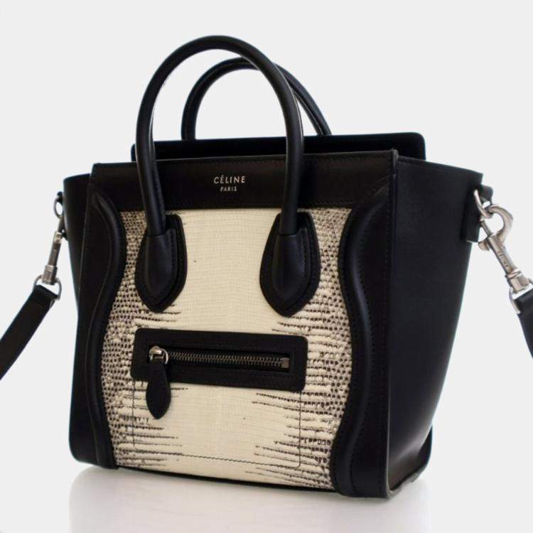 Pre Owned Celine Luggage Nano Lizard Leather Tote Bag
