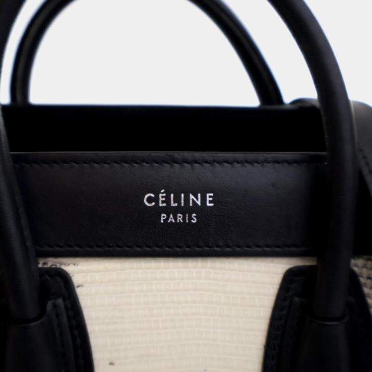 Pre Owned Celine Luggage Nano Lizard Leather Tote Bag