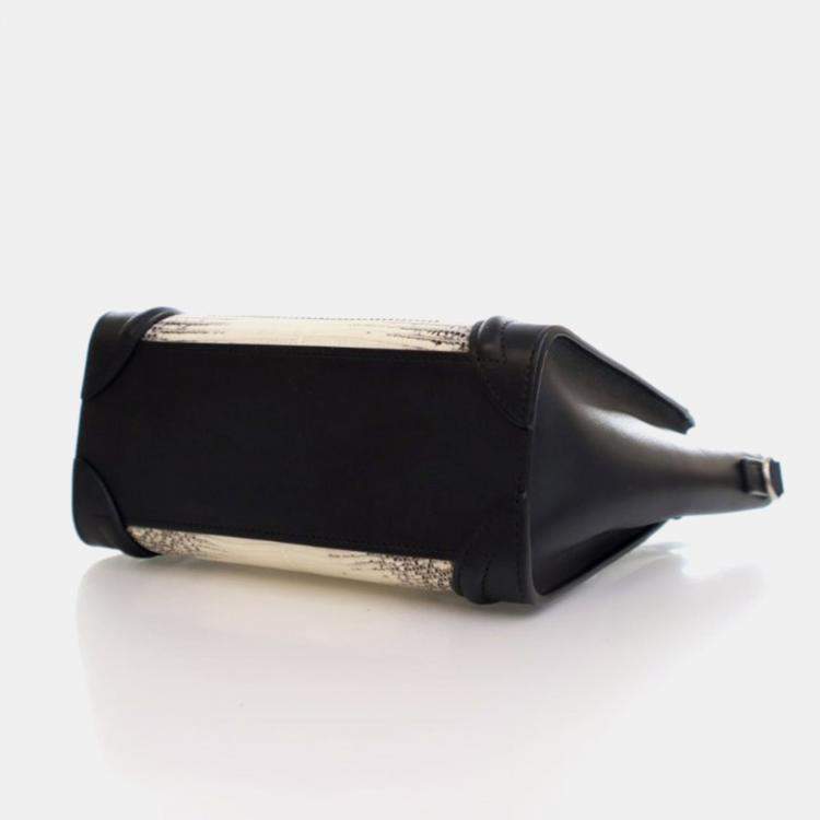 Pre Owned Celine Luggage Nano Lizard Leather Tote Bag