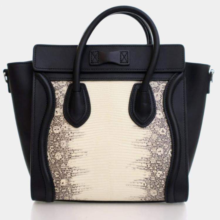 Pre Owned Celine Luggage Nano Lizard Leather Tote Bag