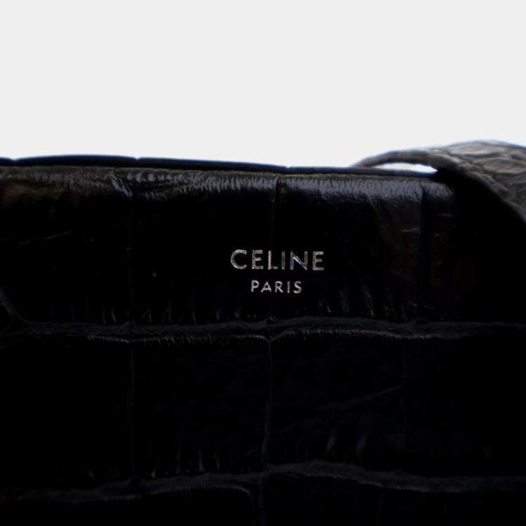 Pre Owned Celine Horizontal Phone Black Embossed Calfskin Bag