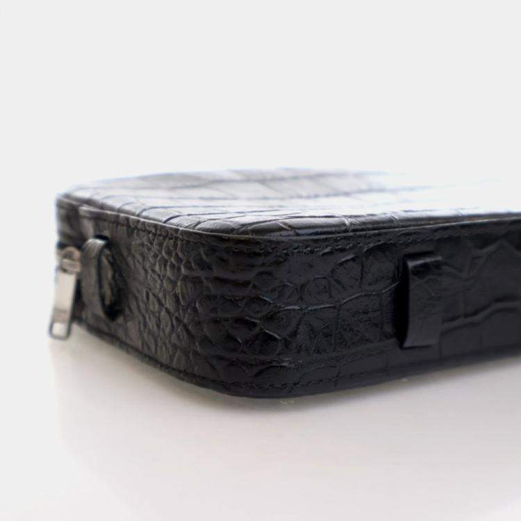 Pre Owned Celine Horizontal Phone Black Embossed Calfskin Bag