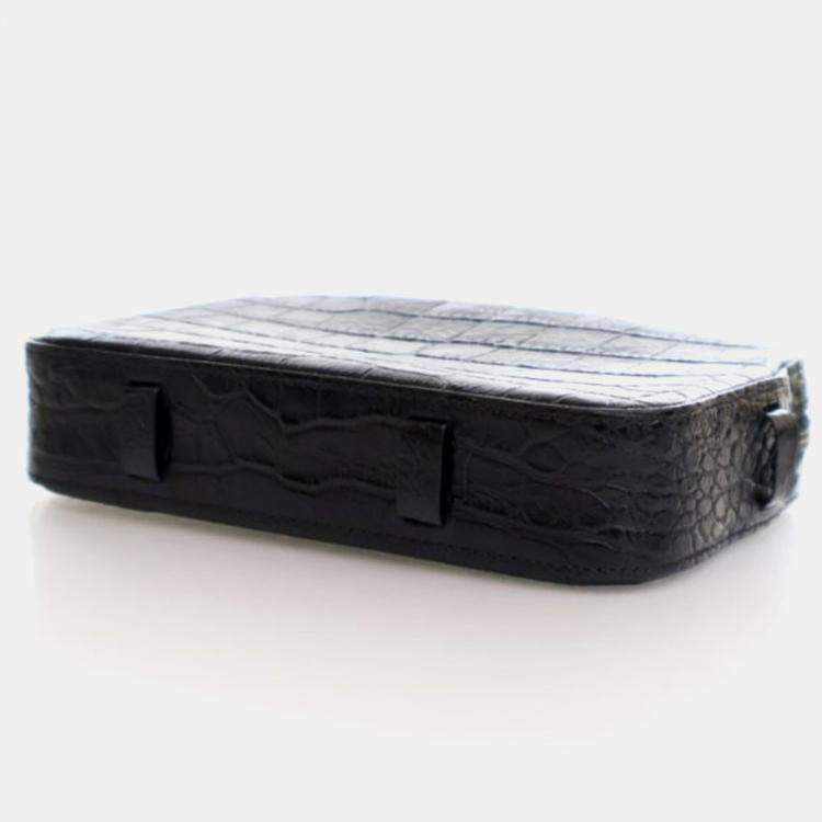 Pre Owned Celine Horizontal Phone Black Embossed Calfskin Bag