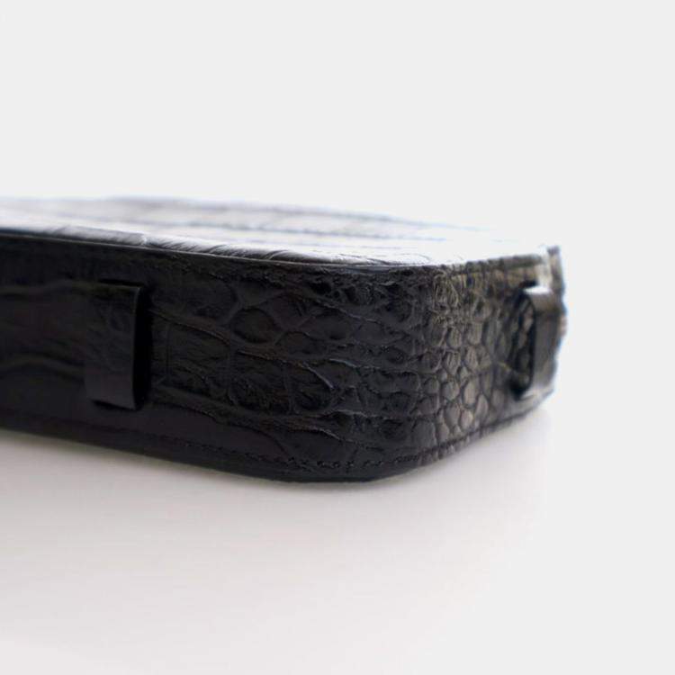 Pre Owned Celine Horizontal Phone Black Embossed Calfskin Bag