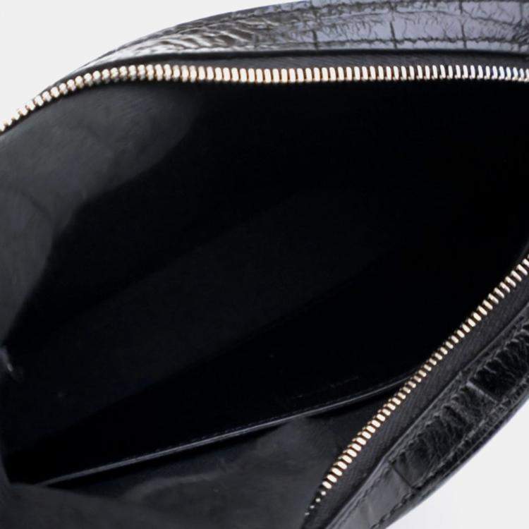 Pre Owned Celine Horizontal Phone Black Embossed Calfskin Bag