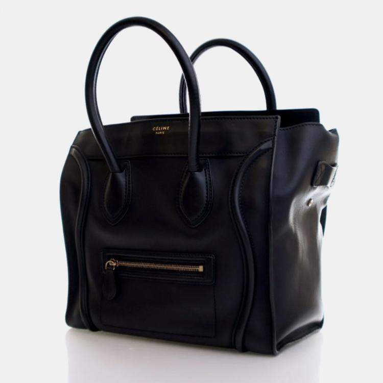 Pre Owned Celine Luggage Mini Black Calfskin Tote Bag
