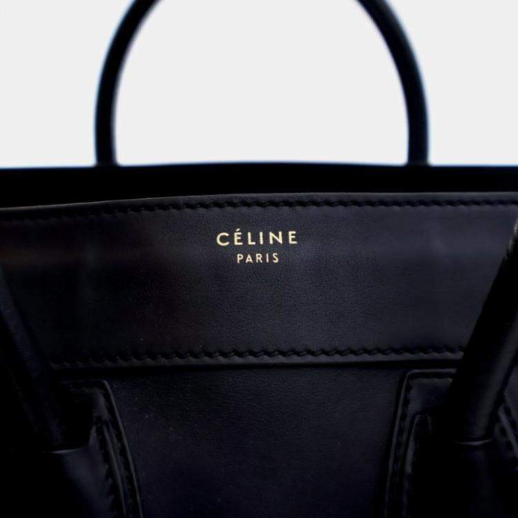 Pre Owned Celine Luggage Mini Black Calfskin Tote Bag