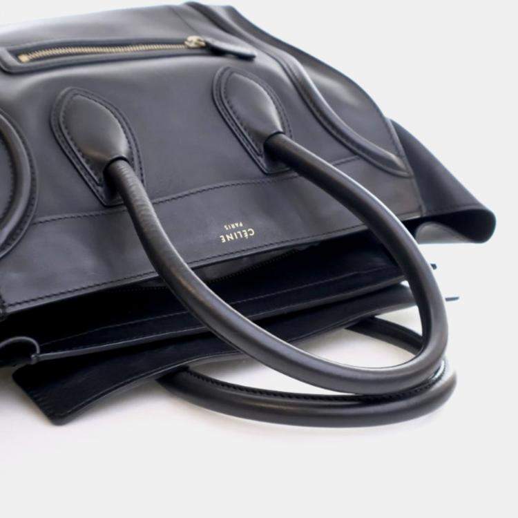 Pre Owned Celine Luggage Mini Black Calfskin Tote Bag