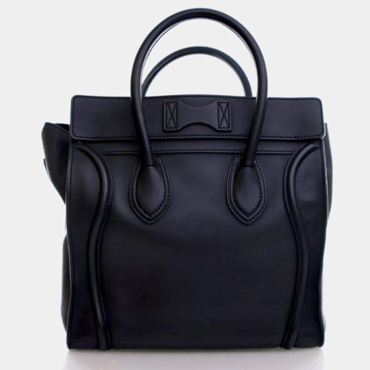 Pre Owned Celine Luggage Mini Black Calfskin Tote Bag