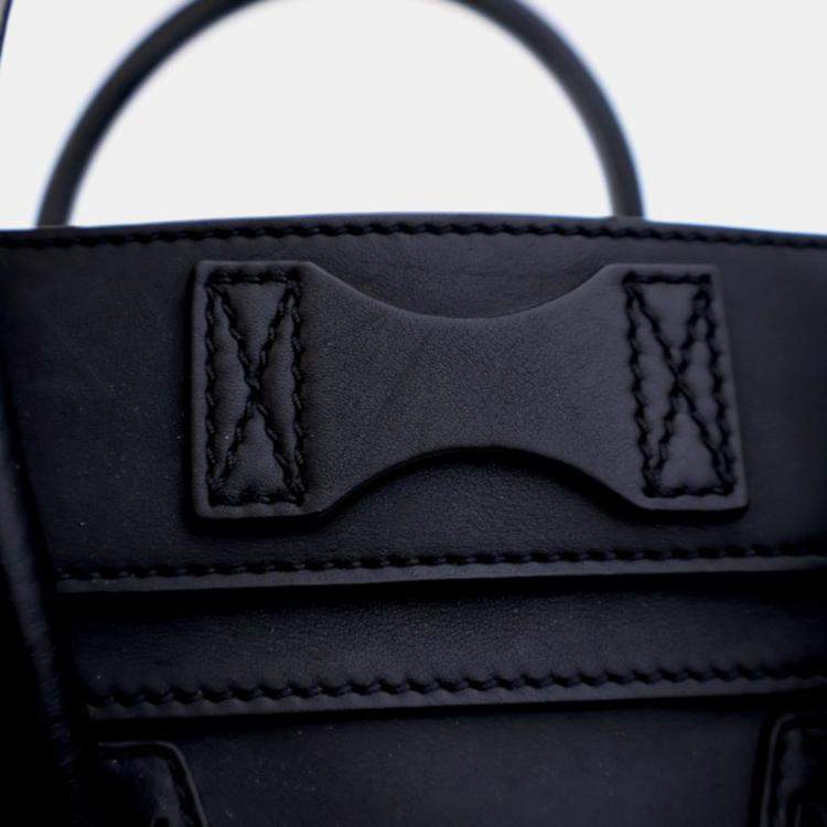 Pre Owned Celine Luggage Mini Black Calfskin Tote Bag