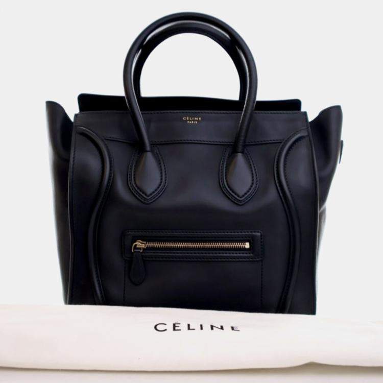 Pre Owned Celine Luggage Mini Black Calfskin Tote Bag