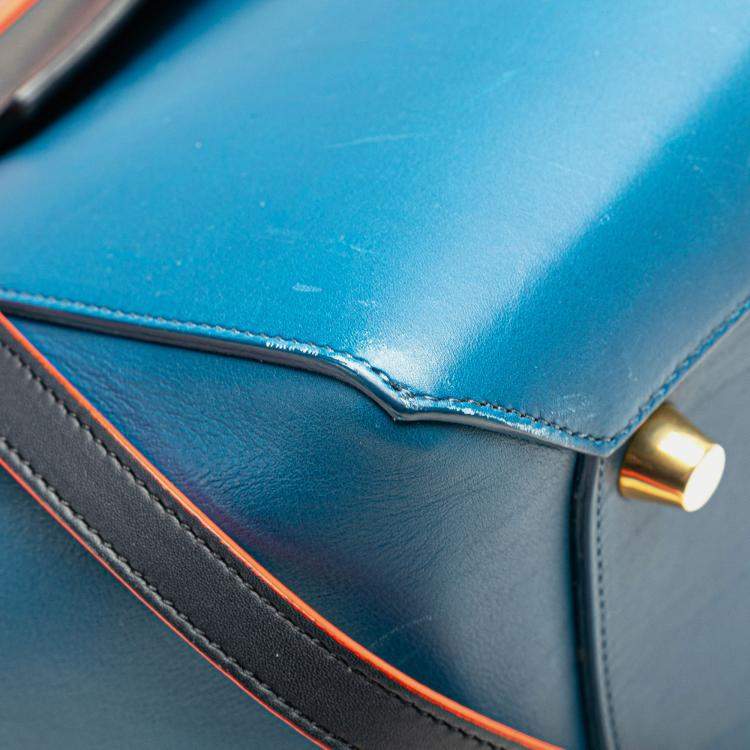 Pre Owned Celine Blue Mini Tricolor Smooth Calfskin Belt Bag