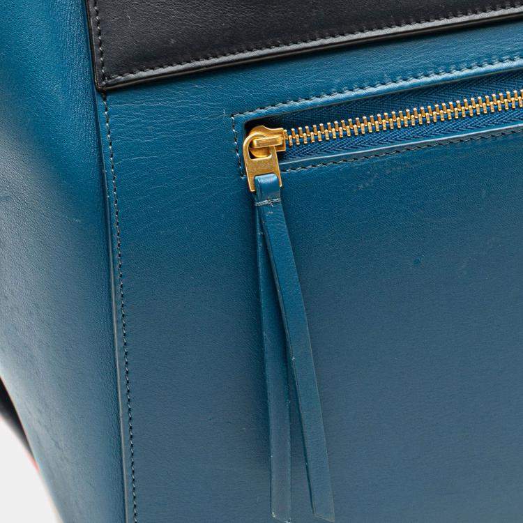 Pre Owned Celine Blue Mini Tricolor Smooth Calfskin Belt Bag
