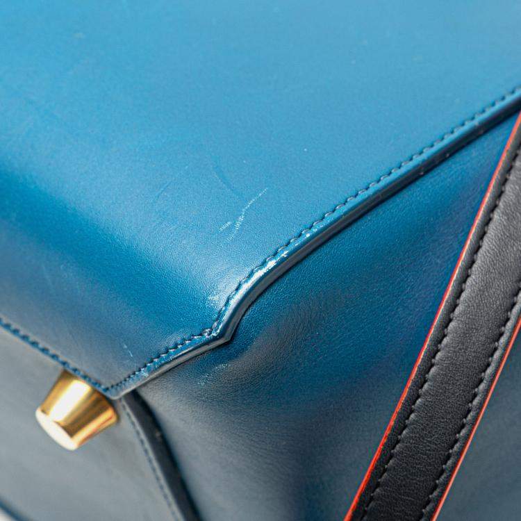 Pre Owned Celine Blue Mini Tricolor Smooth Calfskin Belt Bag