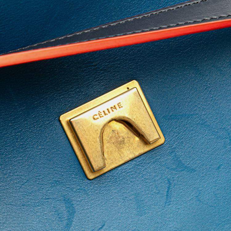 Pre Owned Celine Blue Mini Tricolor Smooth Calfskin Belt Bag