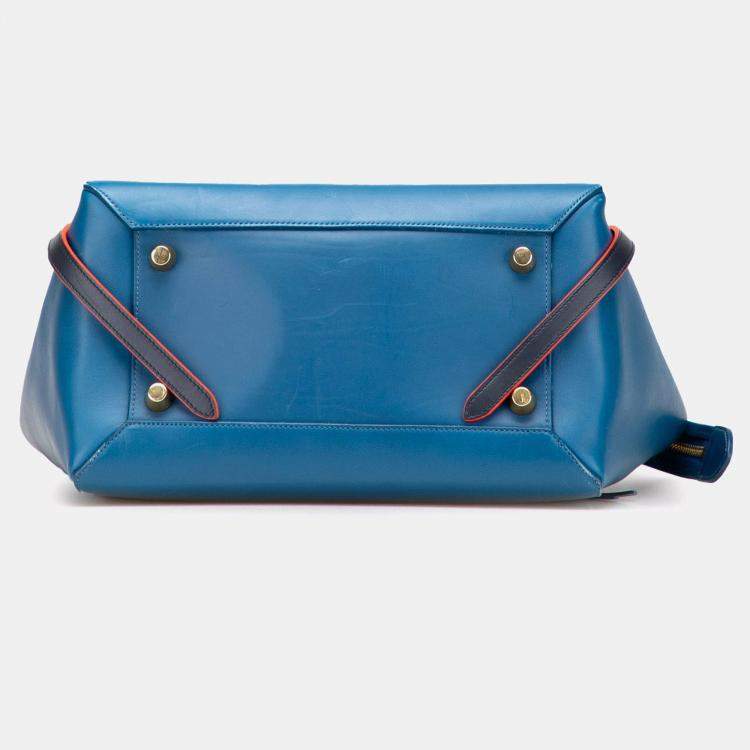 Pre Owned Celine Blue Mini Tricolor Smooth Calfskin Belt Bag