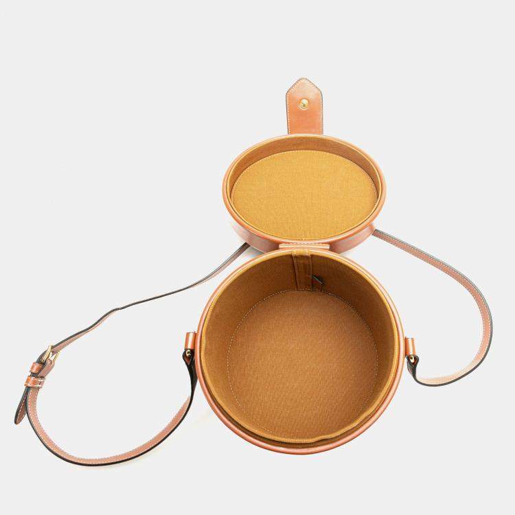 Pre Owned Celine Brown Medium Triomphe Coated Canvas Tambour Crossbody