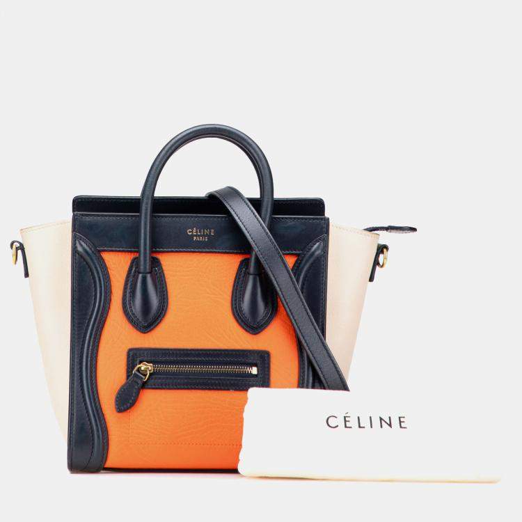 Pre Owned Celine Multicolor Nano Tricolor Leather Luggage Tote