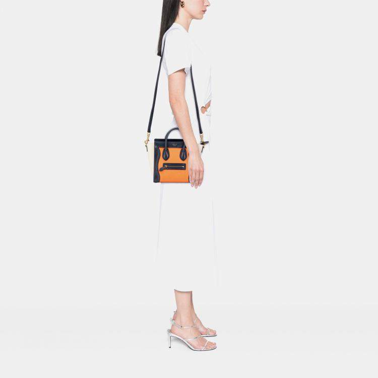 Pre Owned Celine Multicolor Nano Tricolor Leather Luggage Tote