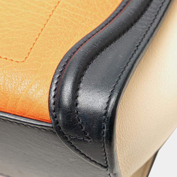 Pre Owned Celine Multicolor Nano Tricolor Leather Luggage Tote