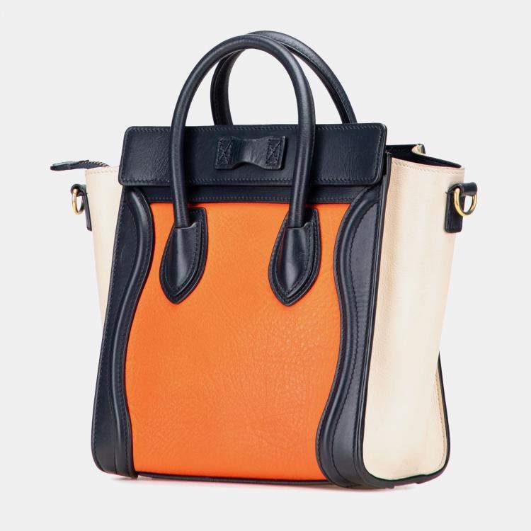 Pre Owned Celine Multicolor Nano Tricolor Leather Luggage Tote