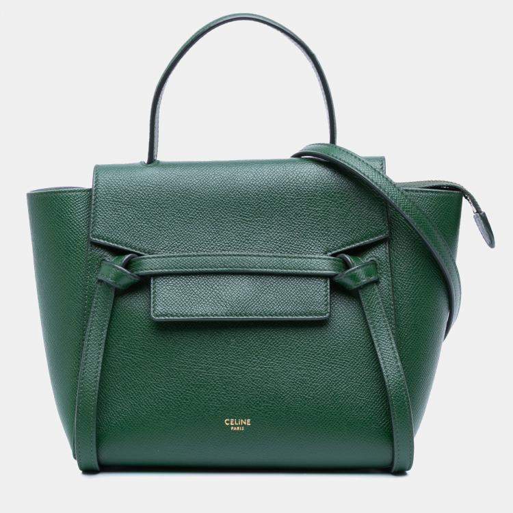 Pre Owned Celine Green Nano Grained Calfskin Belt Bag