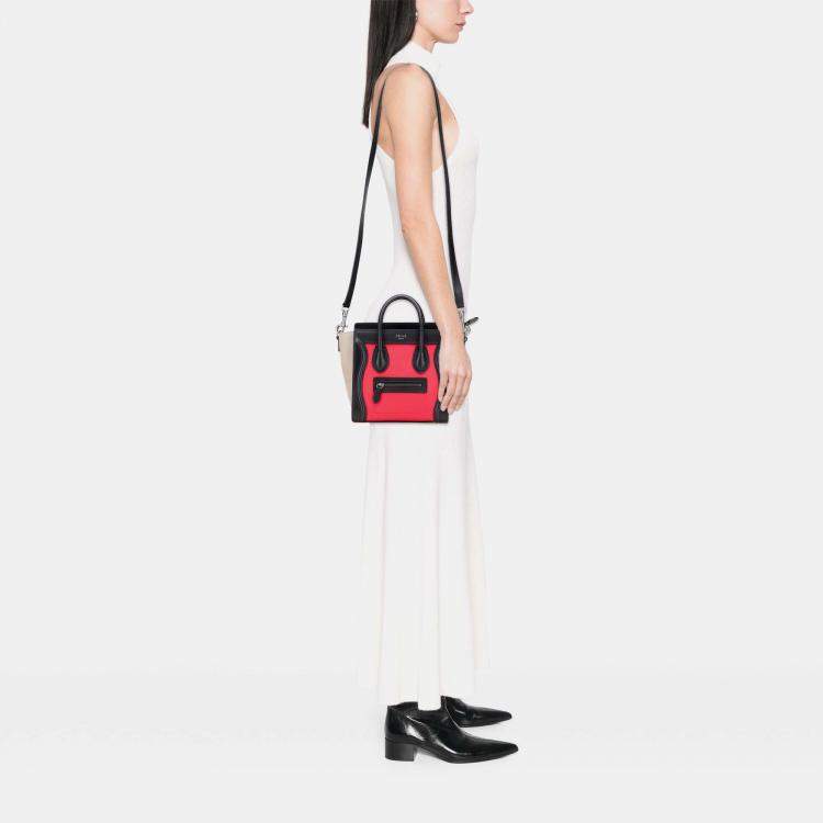 Pre Owned Celine Multicolor Nano Tricolor Luggage Tote
