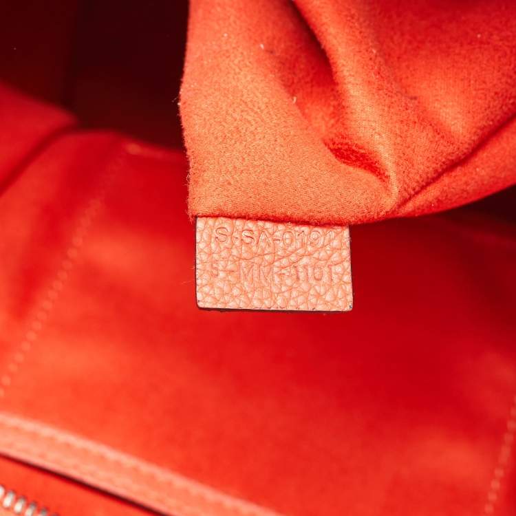 Pre Owned Celine Neon Orange Leather Mini Luggage Tote