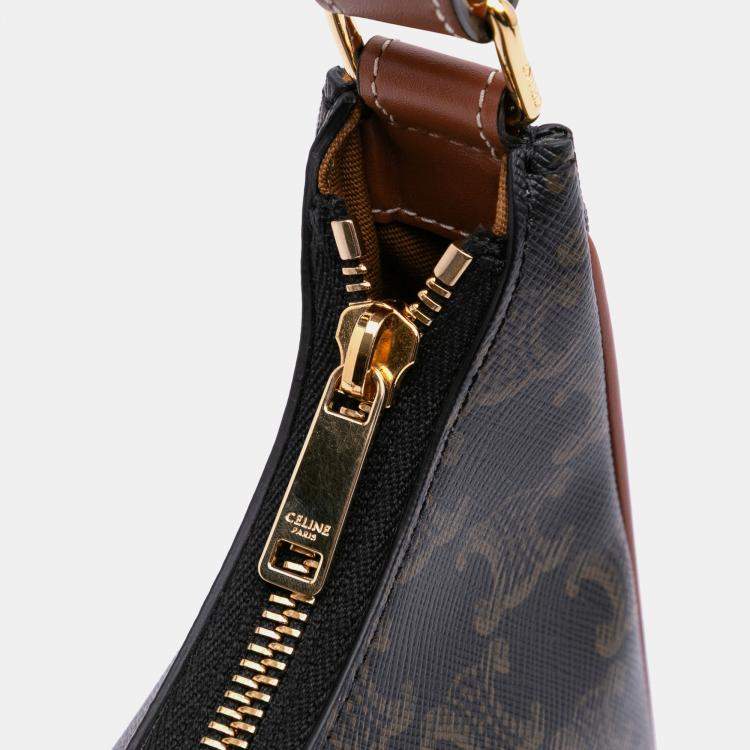 Pre Owned Celine Brown Triomphe Coated Canvas Ava Shoulder Bag