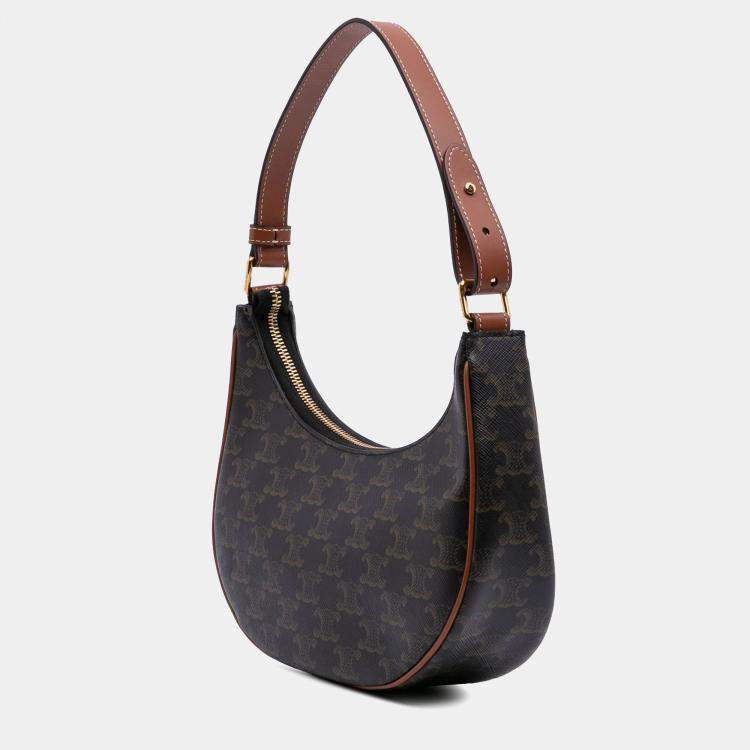 Pre Owned Celine Brown Triomphe Coated Canvas Ava Shoulder Bag