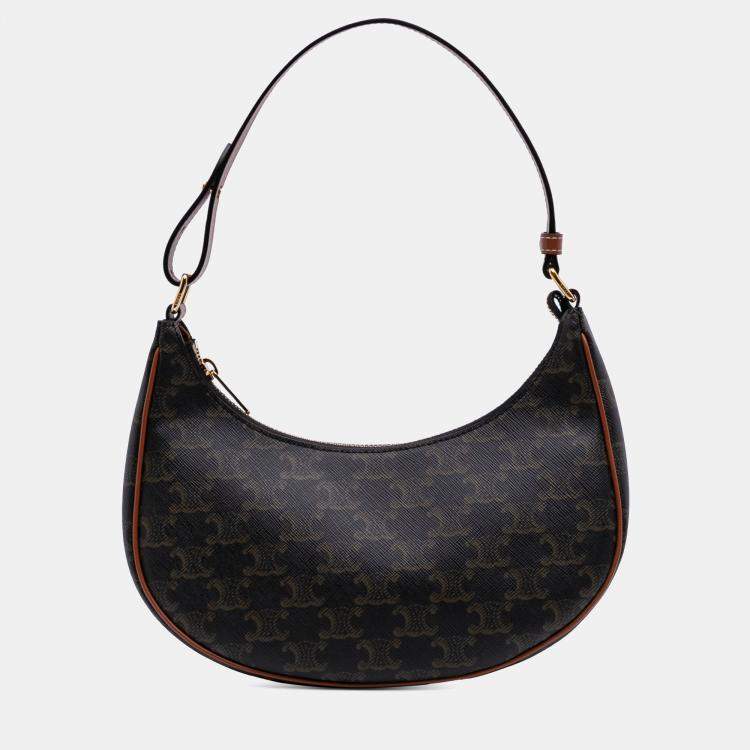 Pre Owned Celine Brown Triomphe Coated Canvas Ava Shoulder Bag