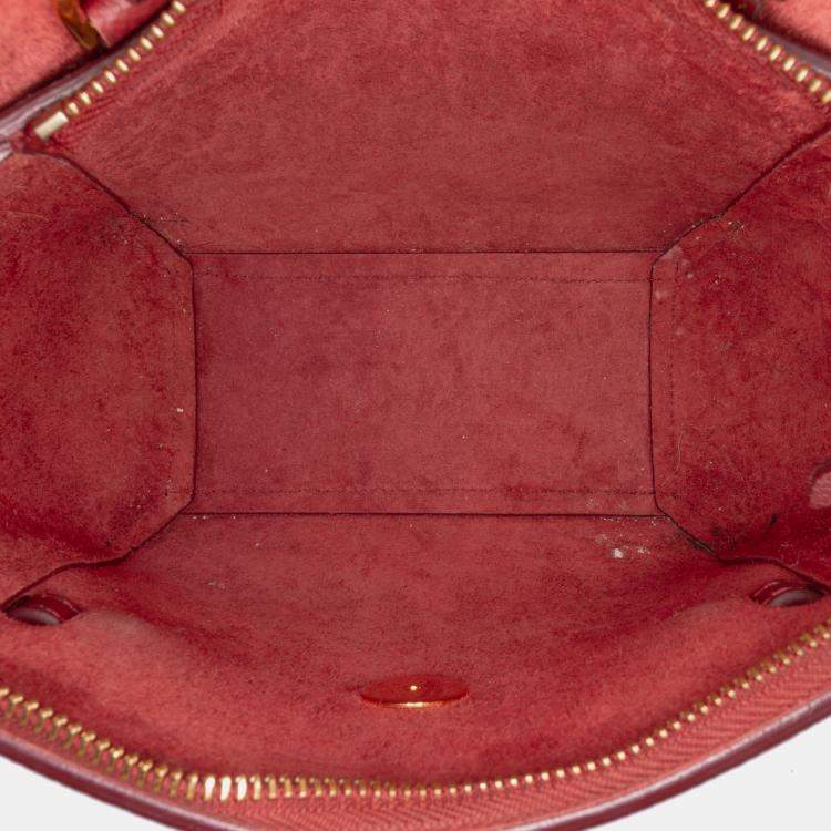 Pre Owned Celine Red Nano Grained Calfskin Belt Bag