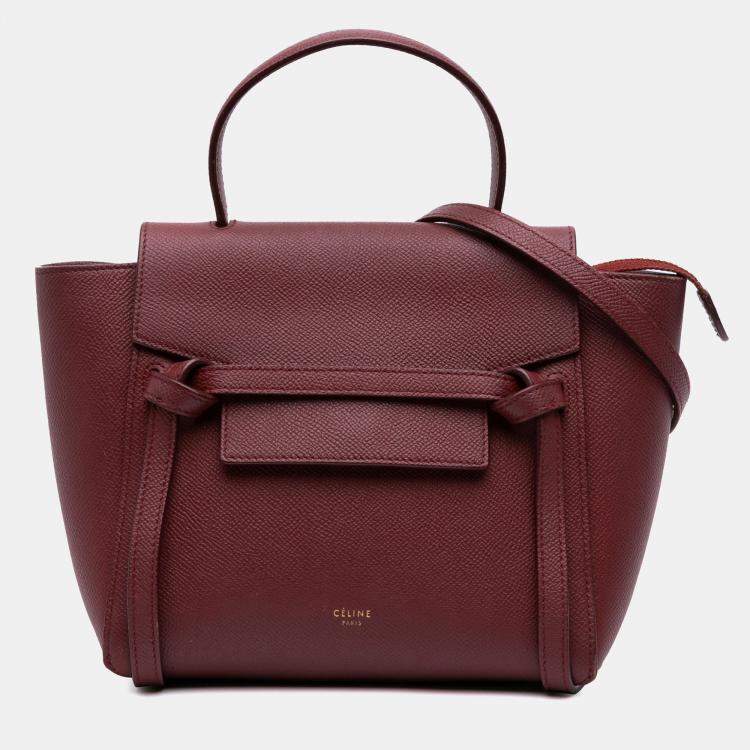 Pre Owned Celine Red Nano Grained Calfskin Belt Bag