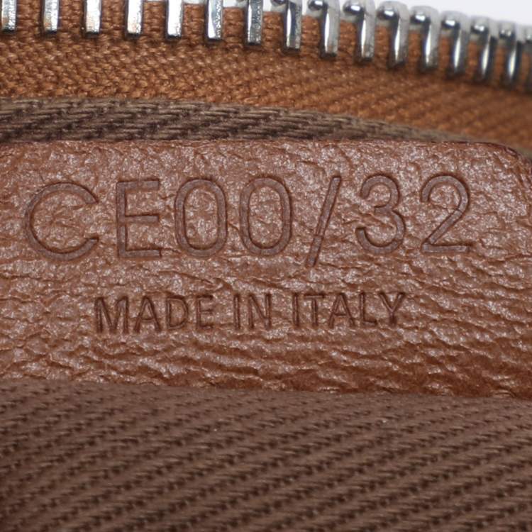 Pre Owned Celine Brown Floral Embossed Leather Vintage Shoulder Bag