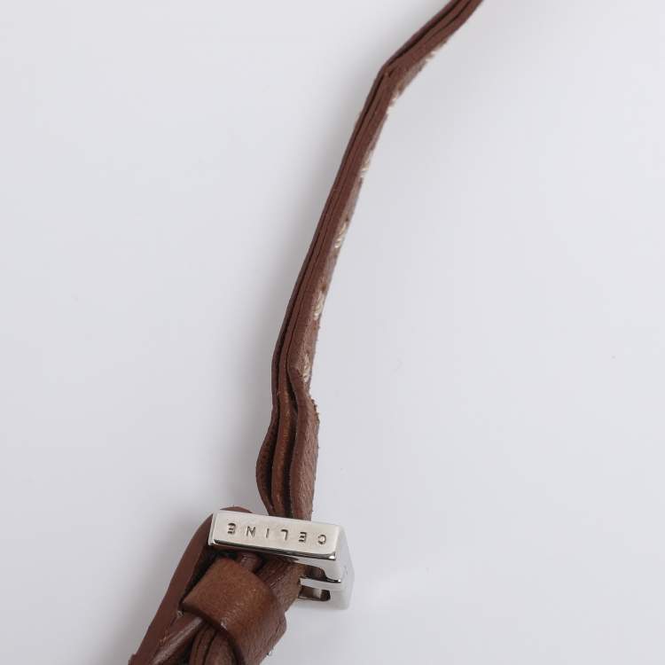 Pre Owned Celine Brown Floral Embossed Leather Vintage Shoulder Bag