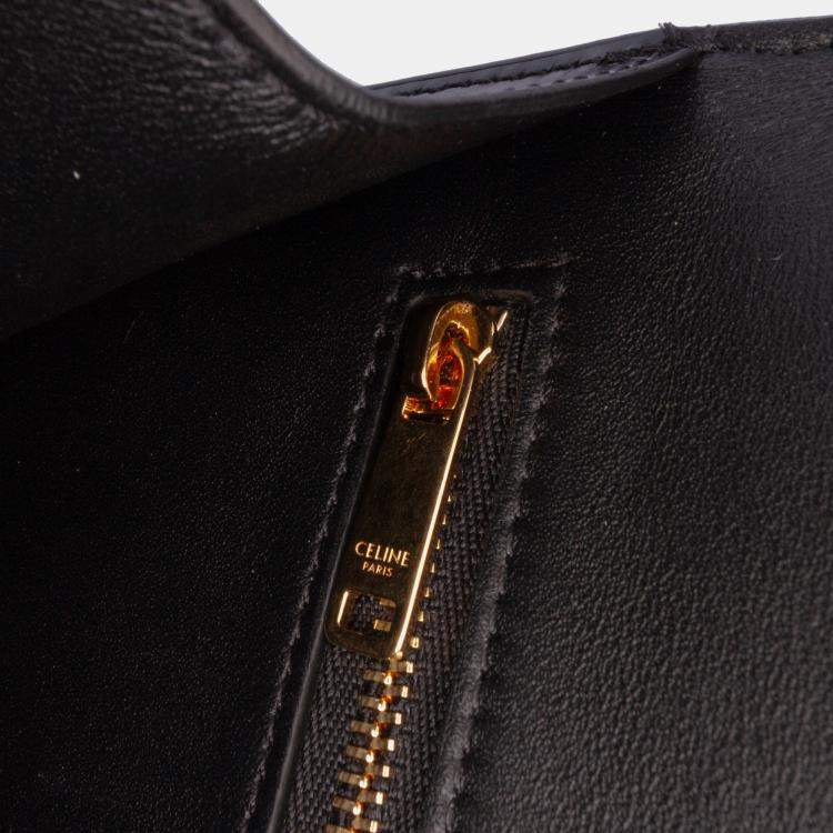 Pre Owned Celine Black Shiny Calfskin College Triomphe
